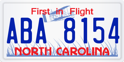 NC license plate ABA8154