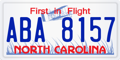 NC license plate ABA8157