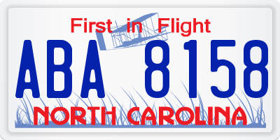 NC license plate ABA8158