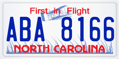 NC license plate ABA8166