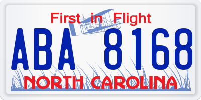 NC license plate ABA8168