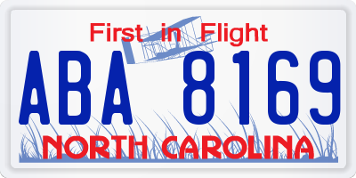 NC license plate ABA8169