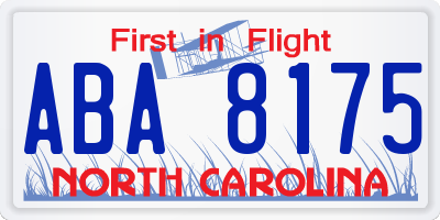 NC license plate ABA8175