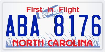 NC license plate ABA8176