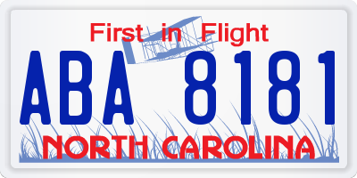 NC license plate ABA8181