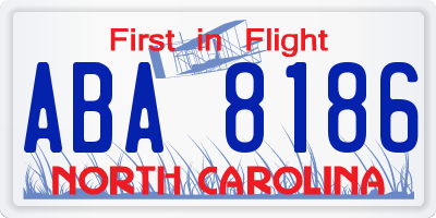 NC license plate ABA8186