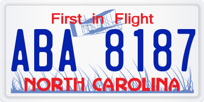 NC license plate ABA8187