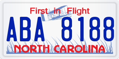 NC license plate ABA8188