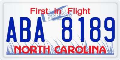 NC license plate ABA8189