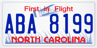 NC license plate ABA8199