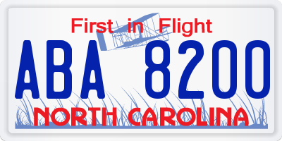 NC license plate ABA8200