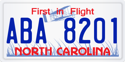 NC license plate ABA8201