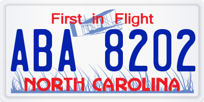 NC license plate ABA8202