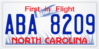 NC license plate ABA8209