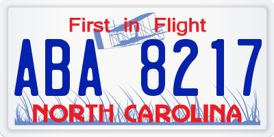 NC license plate ABA8217