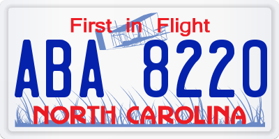 NC license plate ABA8220
