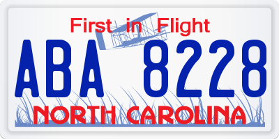 NC license plate ABA8228