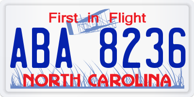 NC license plate ABA8236