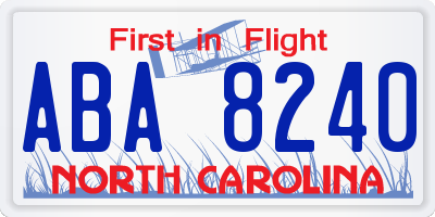 NC license plate ABA8240