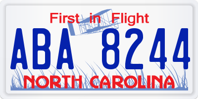 NC license plate ABA8244