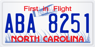 NC license plate ABA8251
