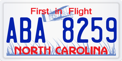 NC license plate ABA8259