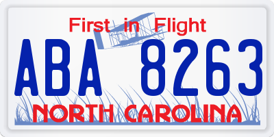 NC license plate ABA8263