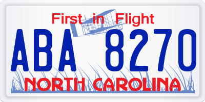 NC license plate ABA8270