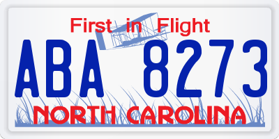 NC license plate ABA8273