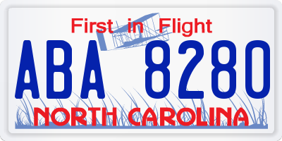 NC license plate ABA8280