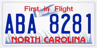 NC license plate ABA8281