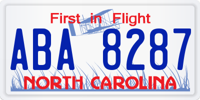 NC license plate ABA8287