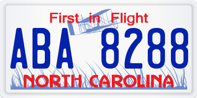 NC license plate ABA8288