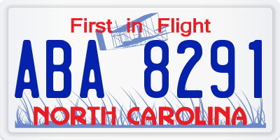 NC license plate ABA8291