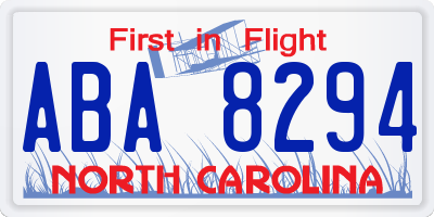 NC license plate ABA8294