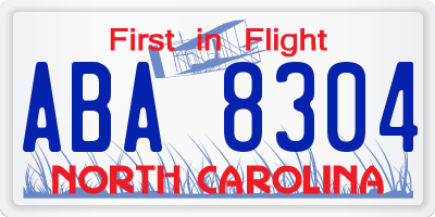 NC license plate ABA8304