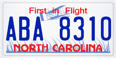 NC license plate ABA8310