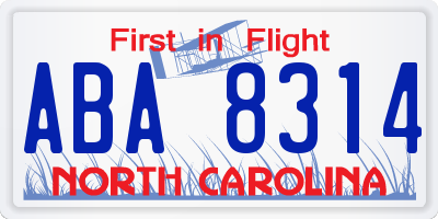 NC license plate ABA8314
