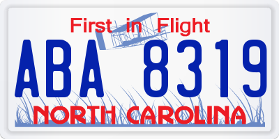 NC license plate ABA8319