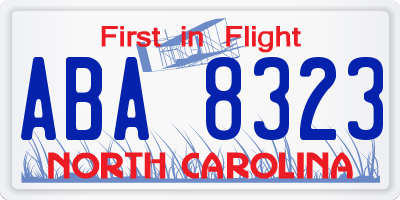 NC license plate ABA8323