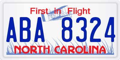NC license plate ABA8324