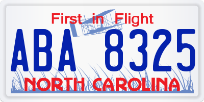 NC license plate ABA8325