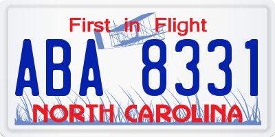 NC license plate ABA8331