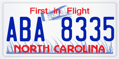 NC license plate ABA8335
