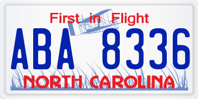 NC license plate ABA8336