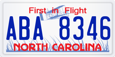 NC license plate ABA8346