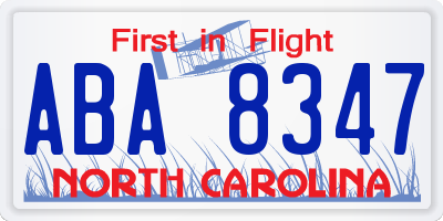 NC license plate ABA8347