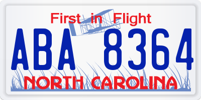 NC license plate ABA8364