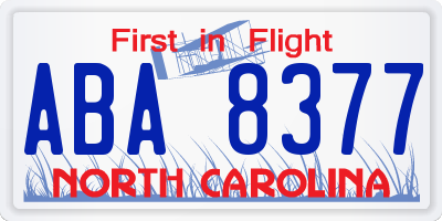 NC license plate ABA8377
