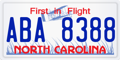 NC license plate ABA8388